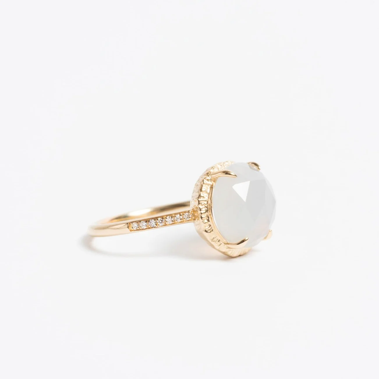 Chalcedony Pave Ring