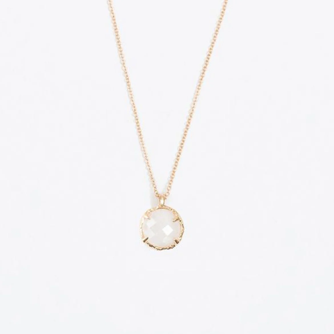 Small Round Necklace in Rainbow Moonstone - Image 3