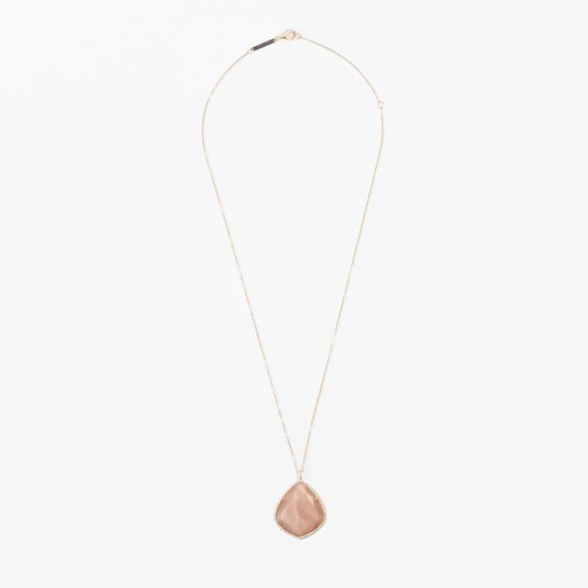 Trapezoid Necklace in Peach Moonstone and Diamonds - Image 3
